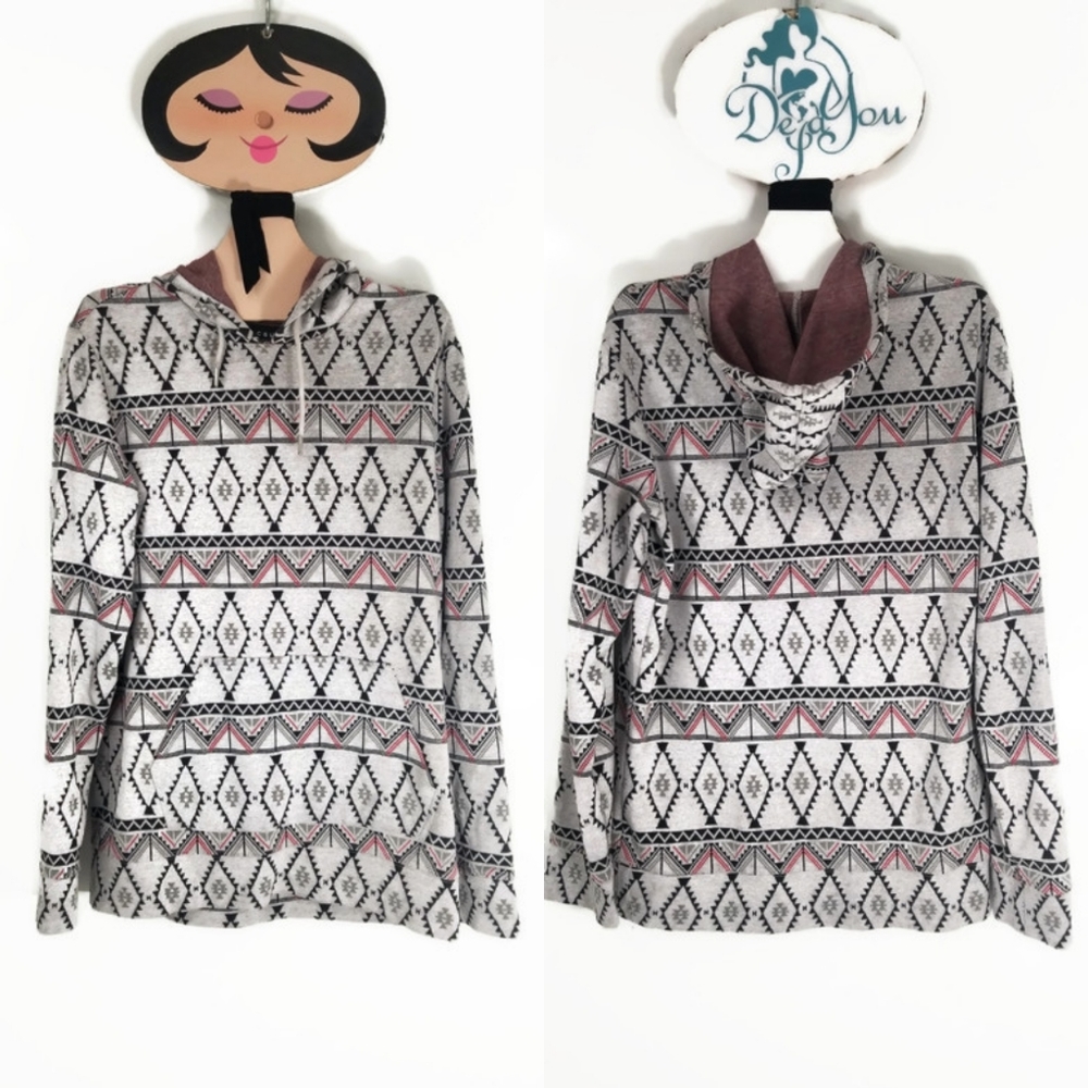 Pac Sun | Pink Accent Aztec Hoodie